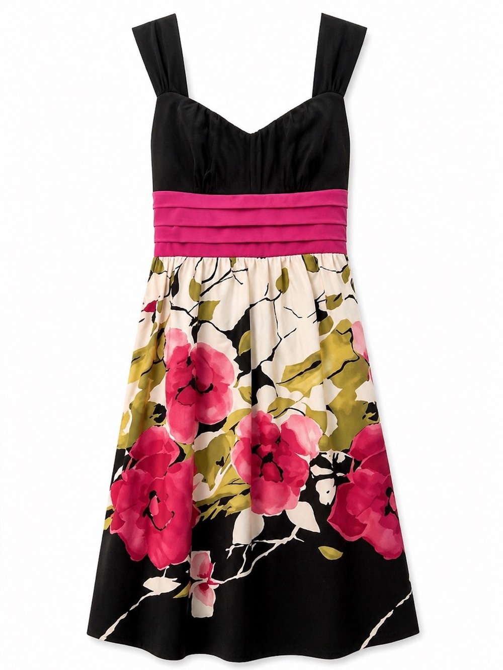 A. Byer Y2K Floral Empire Waist Mini Dress Pink Black S